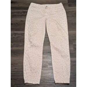 Current Elliott Womens 29 Pink Leopard Print Skinny Ankle Jeans Slim Denim Pants